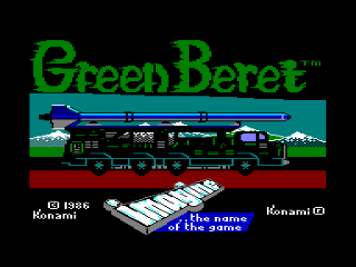 Green Beret title screen for Amstrad CPC